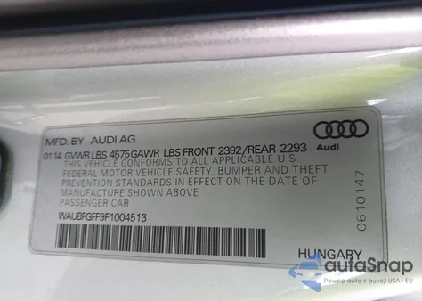 2015 Audi A3 2.0T Premium from USA, damaged, VIN WAUBFGFF9F1004513